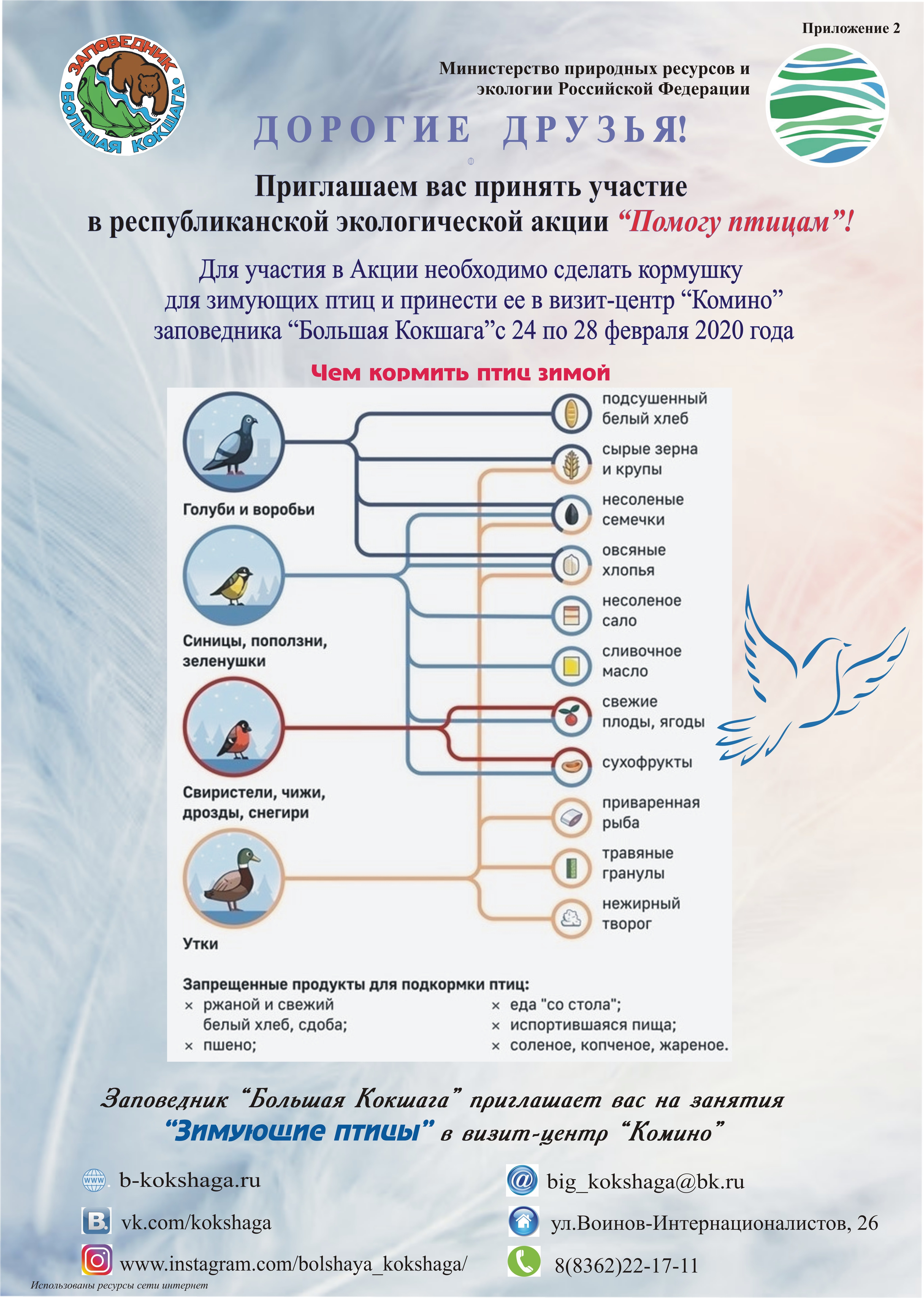 Приглашаем принять участие в экологической акции "ПОМОГУ ПТИЦАМ"