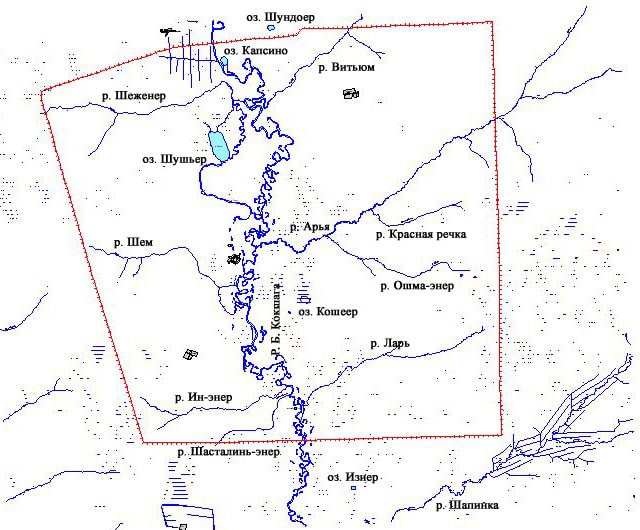 карта гидрологии заповедника